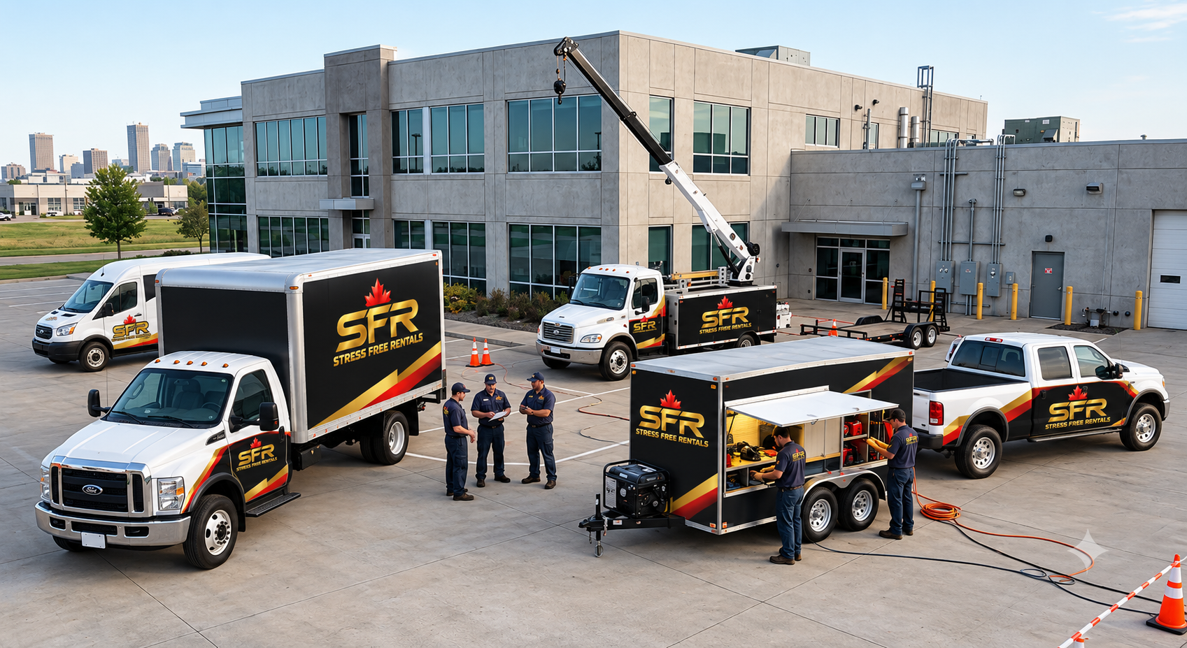 Service truck and trailer fleet staging